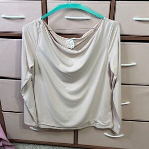 H&M Cream Drape Neck Blouse